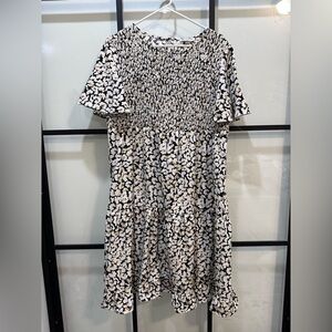 Bohme Black and White Flutter Sleeve Midi Sundress